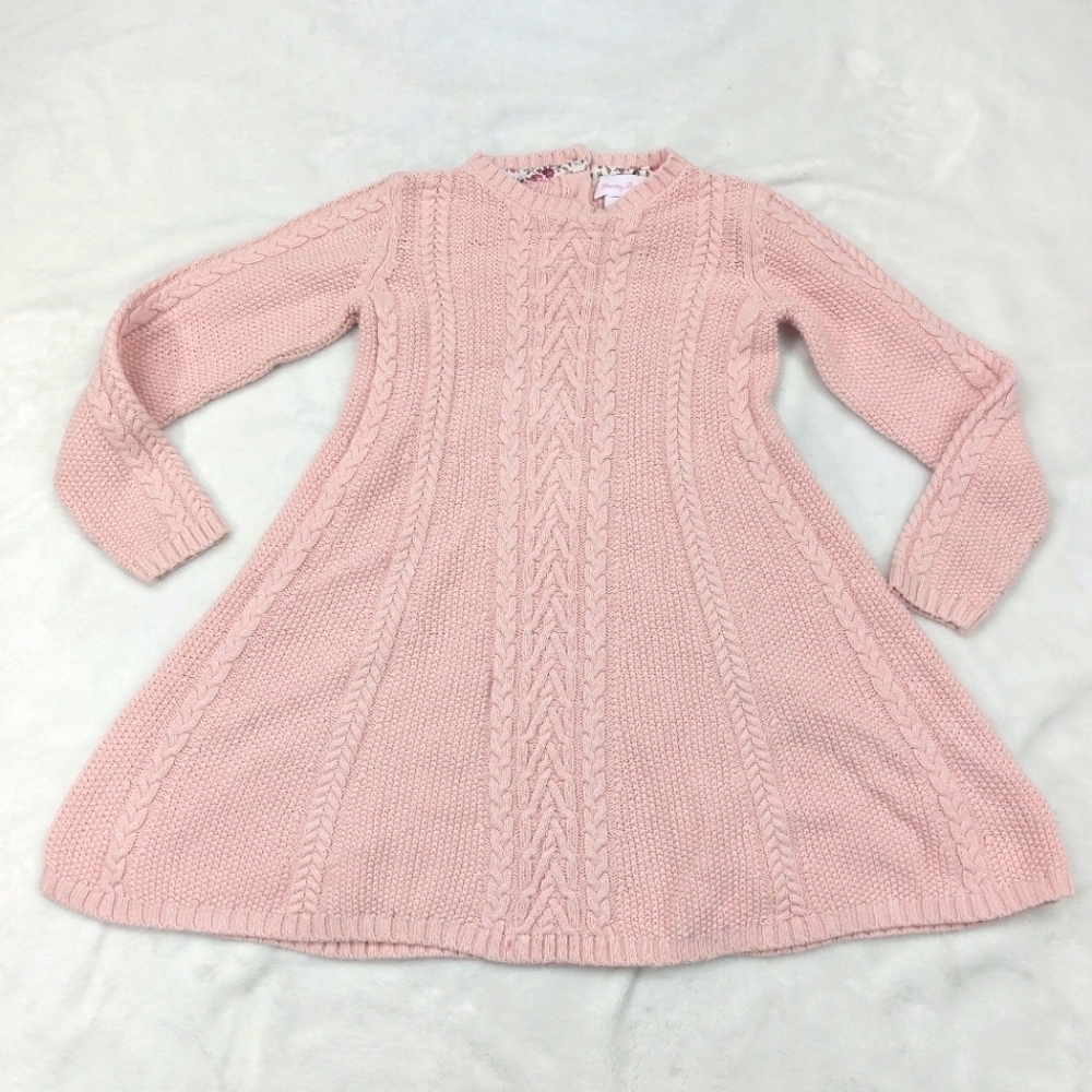 TOMMY BAHAMA GIRLS PINK CABLE KNIT LONG SLEEVE COTTON BLEND SWEATER DRESS SIZE S